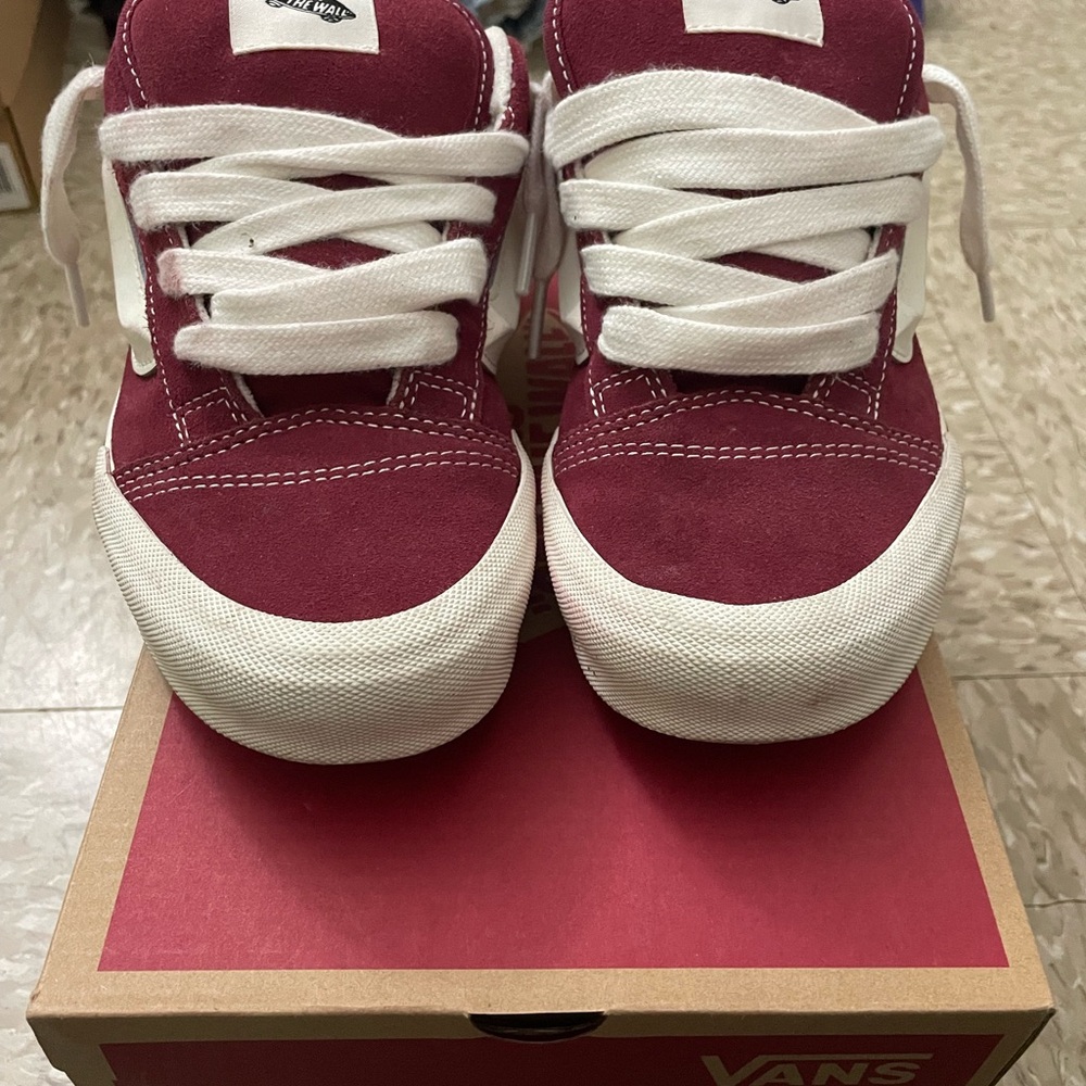 Vans Red and White Sneakers Classic Skate Style (Knu Skool)